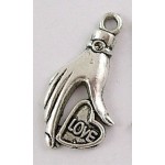 Подвеска металлическая Love 16*31.5 мм. Цвет черненое серебро