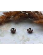 Бусины Pandora Style металлические с красными стразами
