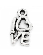 Подвеска  металлическая Love 14*8 мм. Цвет черненое серебро